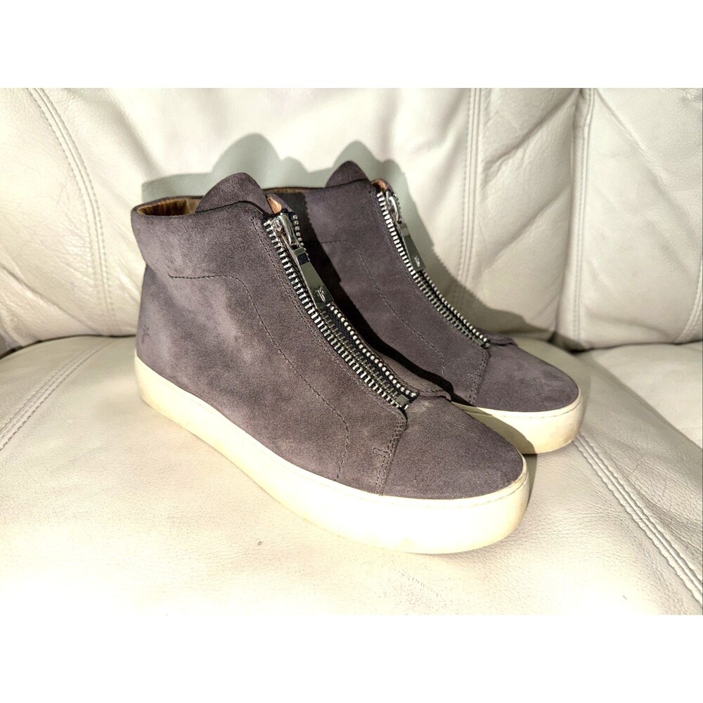 Frye Womens Suede Sneaker Boots Size 8 M Gray Purple Leather Zipper